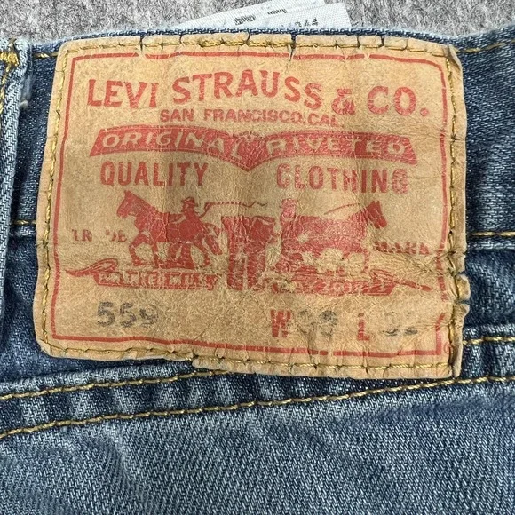 Levis 559 Jeans Mens 38x32 Blue Medium Wash Relaxed Fit Straight Leg Denim Pants - Picture 9 of 16